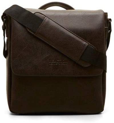 Kenneth Cole Reaction Distressed Echo Vegan Leather Flapover Crossbody Anti-Theft RFID Bag, Brown, Tablet