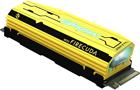 Seagate FireCuda 520 Cyberpunk 2077 Limited Edition SSD 1TB Solid State Drive - M.2 NVMe PCIe Gen4, up to 5000 MB/s, with RGB LED lightings and Heatsink, Rescue Services (ZP1000GM3A012)