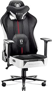 Diablo X-Player 2.0 Gaming Stuhl Bürostuhl Gamer Chair Stoff 3D Armlehnen Ergonomisches Design Nacken/- Lendenkissen Wippfunktion Weiß-Schwarz Normal (L)