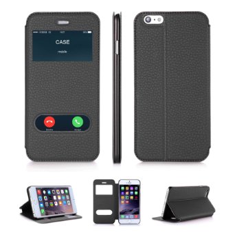 iPhone 6 Case, FYY Magnetic Cover Stand Case with Window View Function for Apple iPhone 6 Black