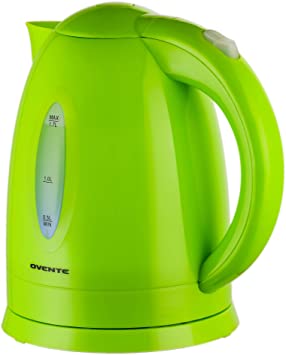 Ovente Electric Hot Water Kettle 1.7 Liter with LED Light, 1100 Watt BPA-Free Portable Tea Maker Fast Heating Element with Auto Shut-Off and Boil Dry Protection, Brew Coffee & Beverage, Green KP72G