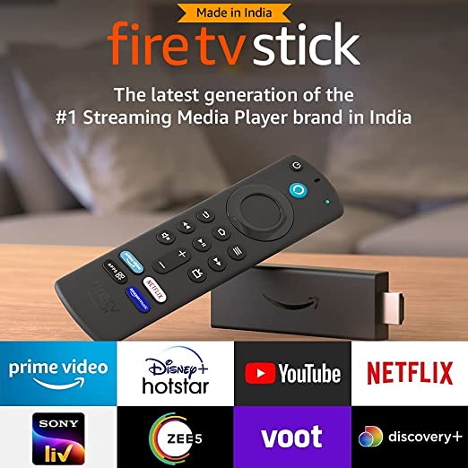 Fire TV Stick (3rd Gen, 2021) with all-new Alexa Voice Remote (includes TV and app controls) | HD streaming device | 2021 release