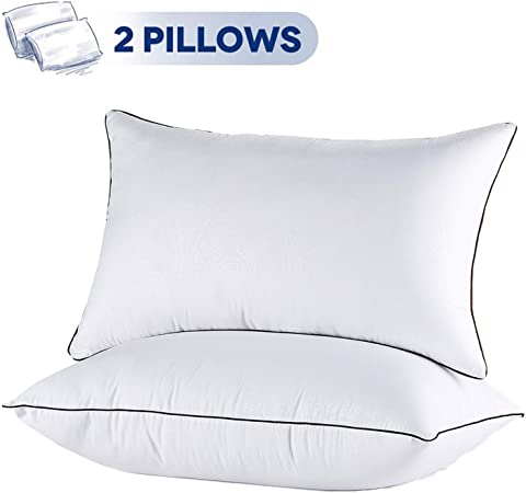 King Size Pillows for Sleeping 2 Pack - Bed Pillows for Side Back and Stomach Sleeper Down Alternative Neck Pain Pillows Super Soft Hotel Pillows with Hypoallergenic Breathable Shell