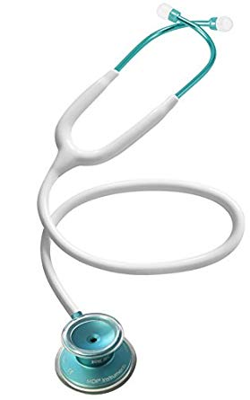 MDF® Acoustica® Deluxe Lightweight Dual Head Stethoscope - Free-Parts-for-Life & Lifetime Warranty - Aqua and White (MDF747XP-AQ29)