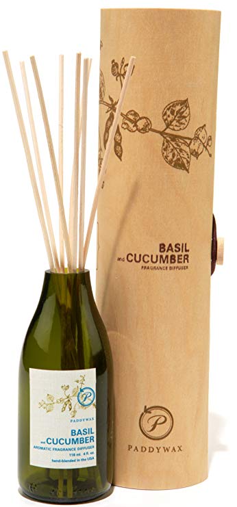 Paddywax Candles Eco Collection Aromatherapy Reed Oil Diffuser Set, Basil & Cucumber