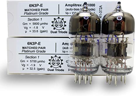 Riverstone Audio, 6N3P-E Matched Pair (2 tubes) - Vintage NOS Russian Vacuum Tubes Replacement for 6N3 / 6N3P / 5670 / 5670W / 396A / 2C51 - Amplitrex Tested/Matched - Platinum Grade Pair (6N3P-E)