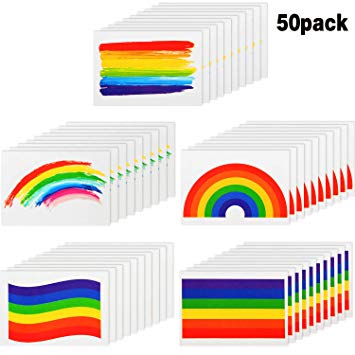 50 Pieces Rainbow Temporary Tattoo Face Tattoo Stickers Body Paint Stickers for Pride Party Celebrations