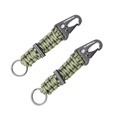 CAMPSNAIL EDC Paracord Lanyard Keychains - 2 Pack of Survival Kit with Carabiner and Flint Great Gift For Girls and Boys Scouts,Outdoor Fans and Father Day