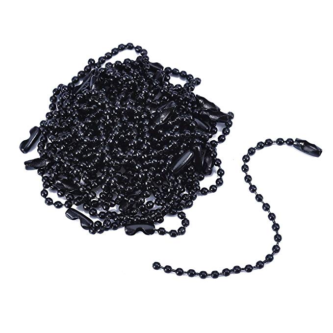 Housweety 50pcs Silver Tone Connector Clasp Ball Chains Keychain Tag 10cm(3 7/8), (10CM-50PCS, Black)