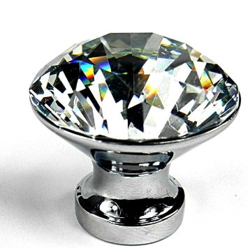 10PCS Diamond Shape Crystal Glass Cabinet Knob Cupboard Drawer Pull Handle/Great for Cupboard, Kitchen and Bathroom Cabinets, Shutters, etc (30MM)
