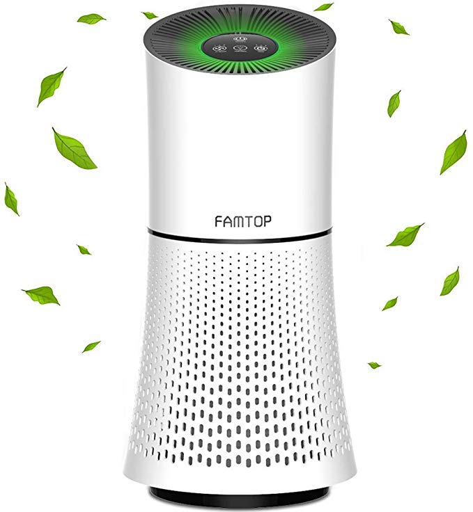 FAMTOP Air Purifier with True HEPA & Active Carbon & Cold Catalyst Filter, 4-in-1 Compact hepa filter With Ozone-Free,Which CADR Rated is 150 [Energy Class A ] for Allergies, Pets Dander, Smokers.