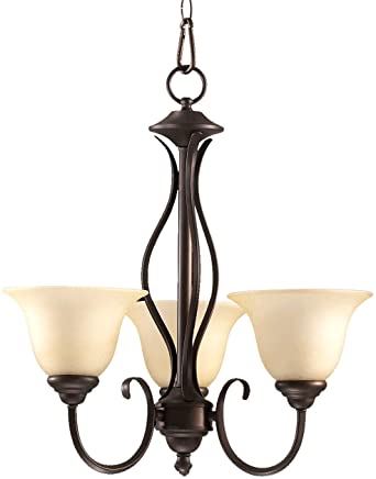 Quorum International 6010-3-86 Chandeliers with Amber Scavo Shades, Oiled Bronze