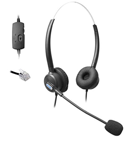 Comdio CH203VA6 Corded Call Center Phone Headset Headphones Ear Phone   Volume Mute Control for Polycom SoundPoint IP Phone Series 300 301 430 500 501 550 600 601 650 Lazerbuilt Orchid Packet8 Ip Telephone