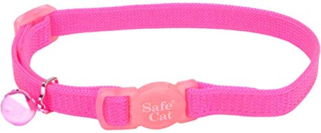 Coastal Pet Safe Cat Adjustable Snag-Proof Breakaway Collar with Bell, Neon Pink, Girth Size 8" to 12"
