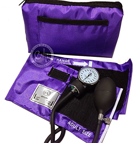 EMI PURPLE Deluxe Aneroid Sphygmomanometer Blood Pressure Monitor Set with Adult Cuff and Carrying Case #217