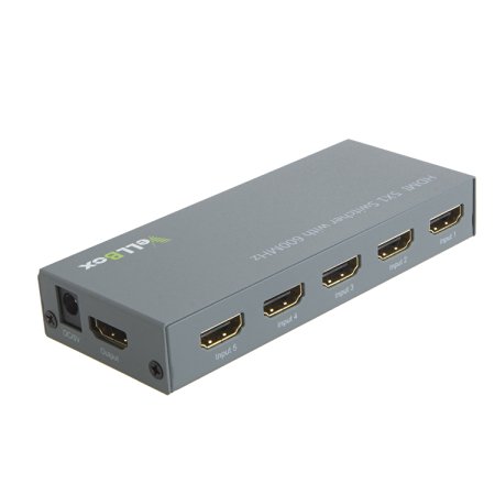 VeLLBox (HDMI 2.0) HDMI 5X1 Switcher with 600MHz, 5 In 1 0ut Switcher, With Remote Control, Support Resolution up to 4Kx2K@60Hz &Full 3D, 5V/2A Universal Power Adapter, Grey