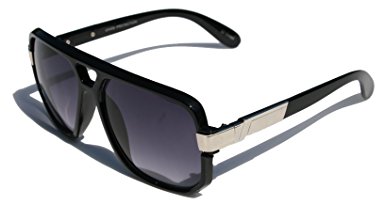Classic Square Frame Plastic Flat Top Aviator with Metal Trimming Sunglasses