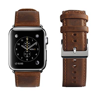 yearscase 42MM Retro Vintage Genuine Leather iWatch Strap Replacement Compatible Apple Watch Band Series 3 Series 2 Series 1 Nike  Hermes&Edition - Brown