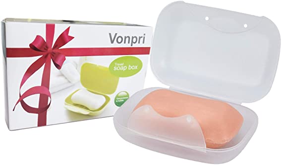 Vonpri Soap Dish, Portable Soap Holder Case for Shower Bathroom (Translucent 1 Pack)