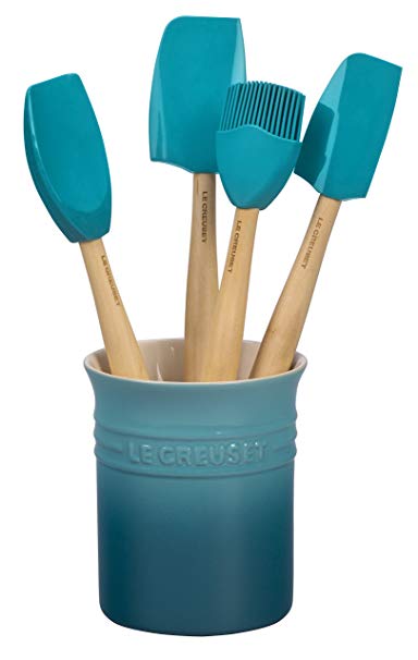 Le Creuset of America Craft Series 5Piece Utensil Set with Crock - Caribbean