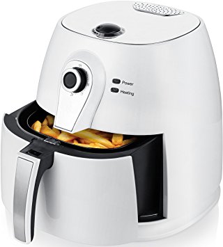 Ovente 3.2 QT Multi-function Air Fryer, 1400W with FREE Fry/Grill Pan (Manual, White)