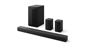 LG Sound Bar S65TR, 5.1Ch, 600W Dolby Digital SoundBar for TV with Wireless Woofer and Wireless rear Speaker, HDMI Optical Connectivity