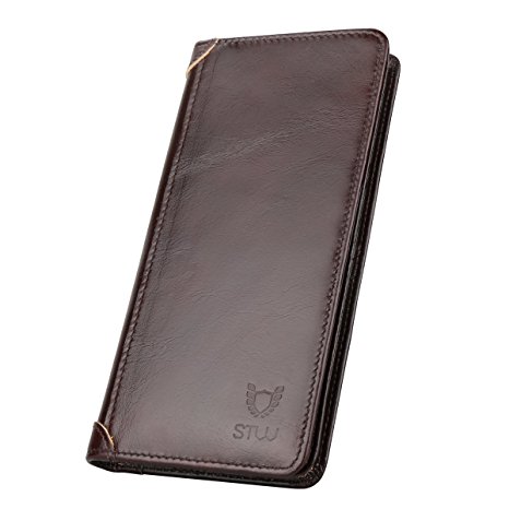STW-Men’s long-folded business wallet and extra large-capacity leather wallet, with zipper, available to put nickel, outstanding collective strength