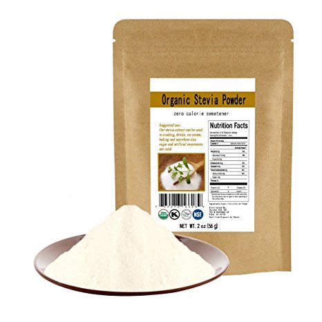Organic Stevia Powder Extract Natural Sweetener Zero Calorie Sugar Substitute 2oz