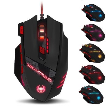 Zelotes T90 8000 DPI High Precision USB Wired Gaming Mouse,8 Buttons, Weight Tuning Set, (Black)