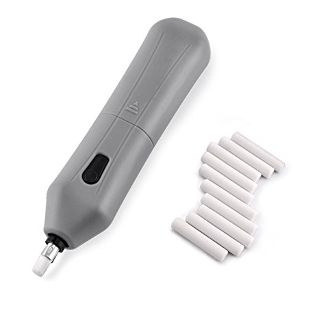 MROCO Eraser Electric Kit, Automatic Portable Rubber Pencil With Refills, Battery Operated Eraser, Gray, 10 Piece