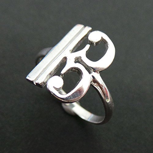 Alto Clef C Music Note Silver Charm Ring Band - Valentines Day, Spring Wedding, Mother's Day Gift, Couple Ring, Size Selectable US 3 - 13