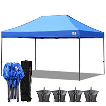 ABCCANOPY 18 Colors 10x15 Pop up Tent Instant Canopy Commercial Outdoor Canopy with Wheeled Carry Bag Bonus 4X Weight Bag (Blue)