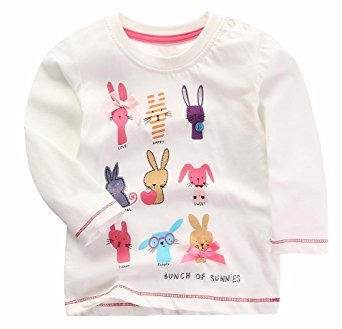 Fiream girls' Crewneck Cartoon Long Sleeve T-shirt