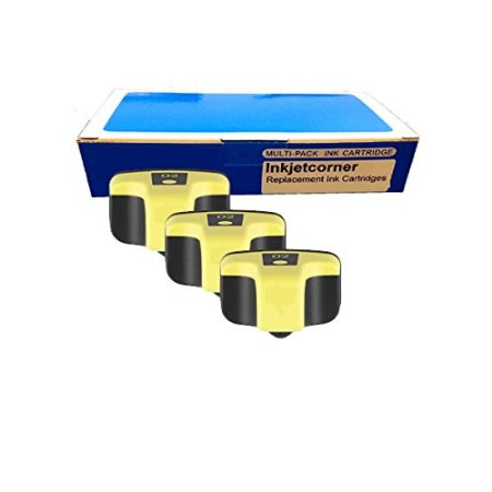 Inkjetcorner 3 Pack YELLOW Remanufactured Ink Cartridge Shows Ink Level for HP No. 02 Photosmart C5140 C5150 C5180 C6150 C6180 C6240 C6250 C6280 C7150 C7180 C7250 C7280