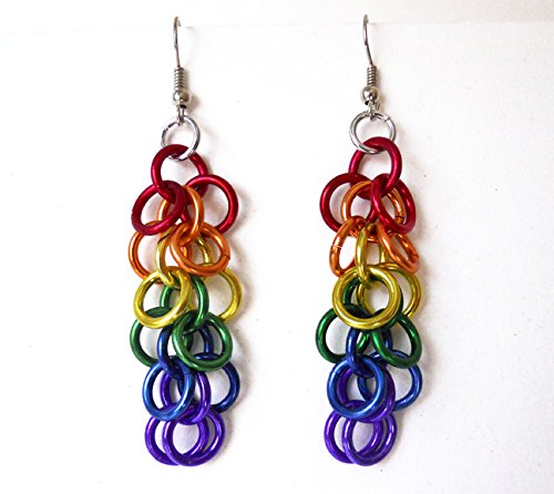 Gay Pride earrings - Rainbow chainmaille jewelry