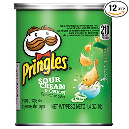 Pringles Potato Crisps Chips, Sour Cream and Onion Flavored, Grab and Go, Bulk Size, 16.8 oz (Pack of 12, 1.4 oz Cans)