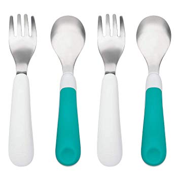 OXO TOT Training Fork and Spoon Set, Teal, 2-Pack