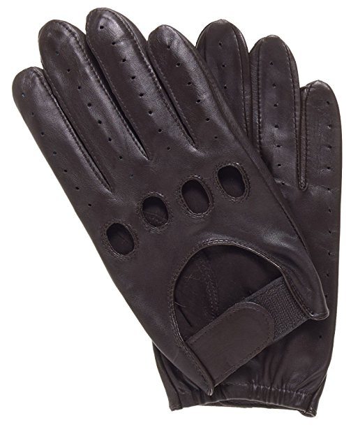 Pratt and Hart Men's Leather Driving Gloves with Velcro Strap