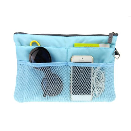 FakeFace Multi-funtional Nylon Zipper Travel Handbag Pouch / Bag in Bag / Insert Organizer / Cosmetic Toiletry Bag Pocket / Makeup Bag / Tidy Bag Blue