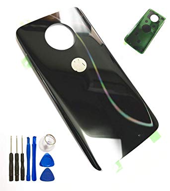 Compatible Rear Panel Cover Back Glass Replacement Parts for Motorola Moto X4 XT1900-1 XT1900-2 XT1900-5,Battery Cover Replacement Parts with Tape Black (Black)