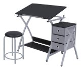 STUDIO DESIGNS Comet Center with Stool Silver  Black 13325