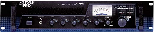 5-Channel Home Audio Power Amplifier - Mixer w/ 70V Output - 600 Watt Rack Mount Stereo Receiver w/ AM FM Tuner, Headphone, Mic Talkover for PA System Great for Commercial Entertainment Use -Pyle PT610