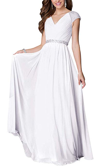 Aofur Womens Evening Dress Ball Gown Prom Party Wedding Formal Long Chiffon Maxi Dresses Plus Size