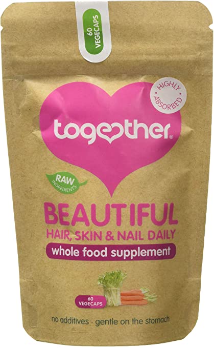 Beautiful Hair, Skin & Nail Daily – Together Health – Whole Food Nutrients – 10 Beauty-Specific Vitamins & Minerals – Hyaluronic Acid – Natural Silica – Vegan Friendly – Made in The UK – 60 Vegecaps