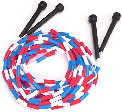 16-Foot Double Dutch Jump Ropes, 2-Pack - Red, White, Blue Skip Rope for Exercise - Sports & Outdoor Activities for Kids, Adults, and Athletes - Toys, Games, Family Fun