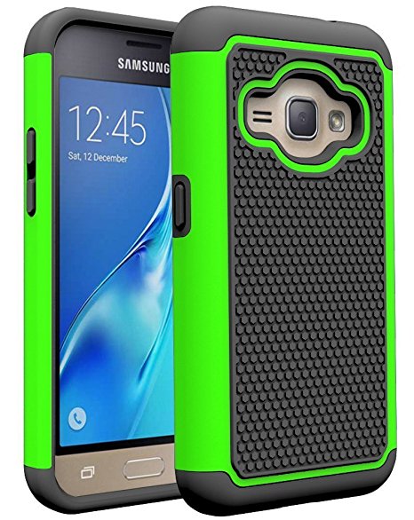 J1 2016 Case, Galaxy Amp 2 Case, Galaxy Express 3 Case, NOKEA [Shock Absorption] Hybrid Armor Defender Protective Case Cover for Samsung Galaxy J1 2016 / Amp 2 / Express 3 (Green)