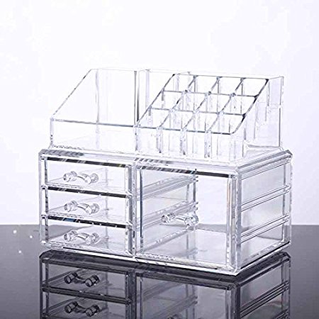 Unique Home Acrylic Jewelry and Cosmetic Storage Makeup Organizer, 4 Drawer Set