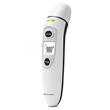 Medical Forehead and Ear Thermometer for Baby, Kids and Adults - Infrared Digital Thermometer with Fever Indicator, CE and FDA Approved (White)