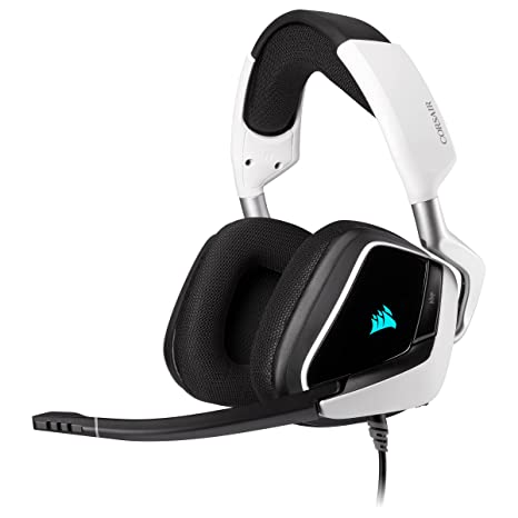 Corsair Void RGB Elite Wired USB Premium Gaming Over Ear Headphones with 7.1 Surround Sound with Mic (White)