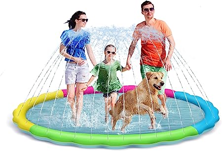 Splash Pad for Kids and Dogs, 86" Extra Large Splash Pad for Toddlers 1-3 and Kids Ages 4-8, Non Slip Thicken Sprinkler Dog Pool Summer Outdoor Water Toys for Backyard